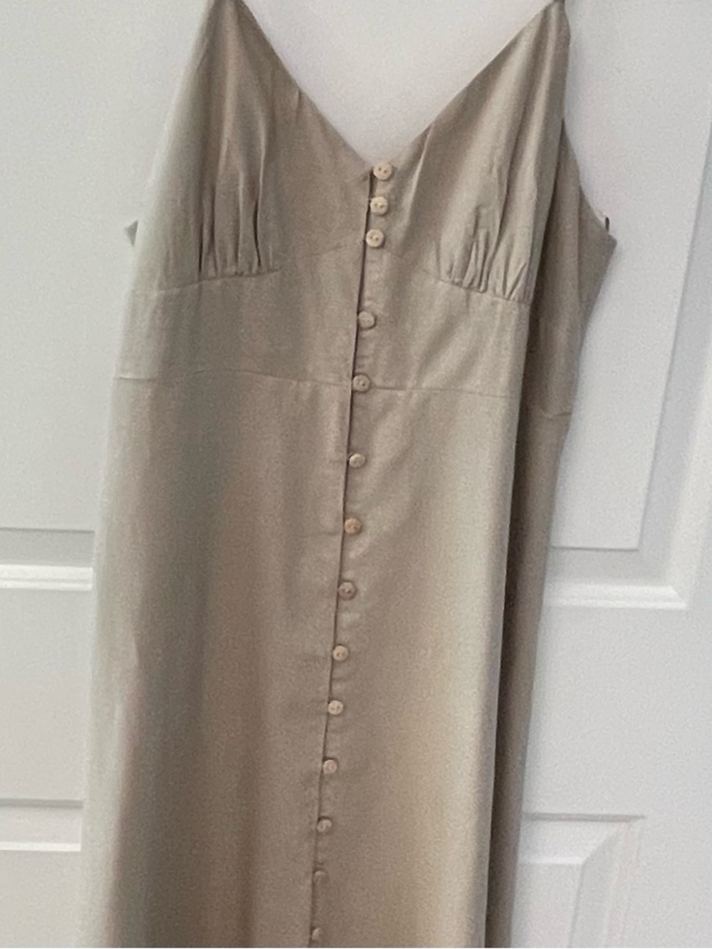 ZARA Neutral Cream Slip Midi Dress with Front Buttons - Picture 3 of 12